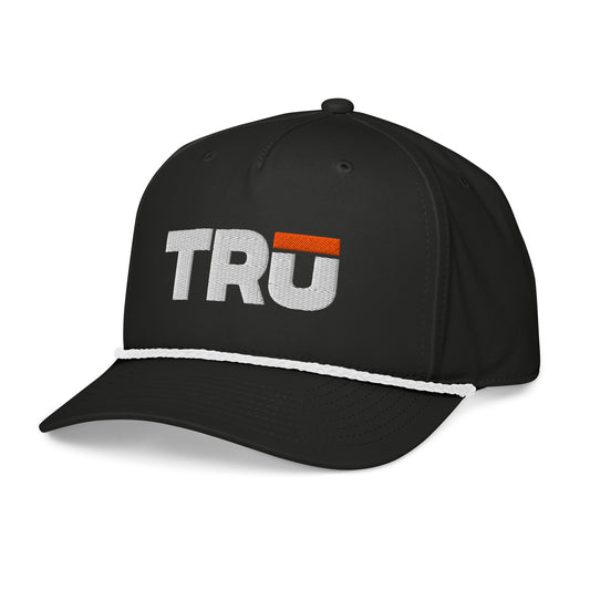 TRŪ Logo Rope Hat in black — embroidered five-panel Christian men's snapback cap | TRŪ Wear