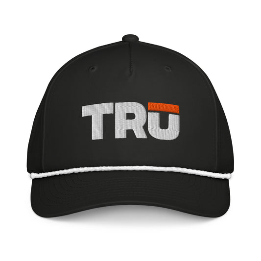 TRŪ Logo Rope Hat in black — embroidered five-panel Christian men's snapback cap | TRŪ Wear