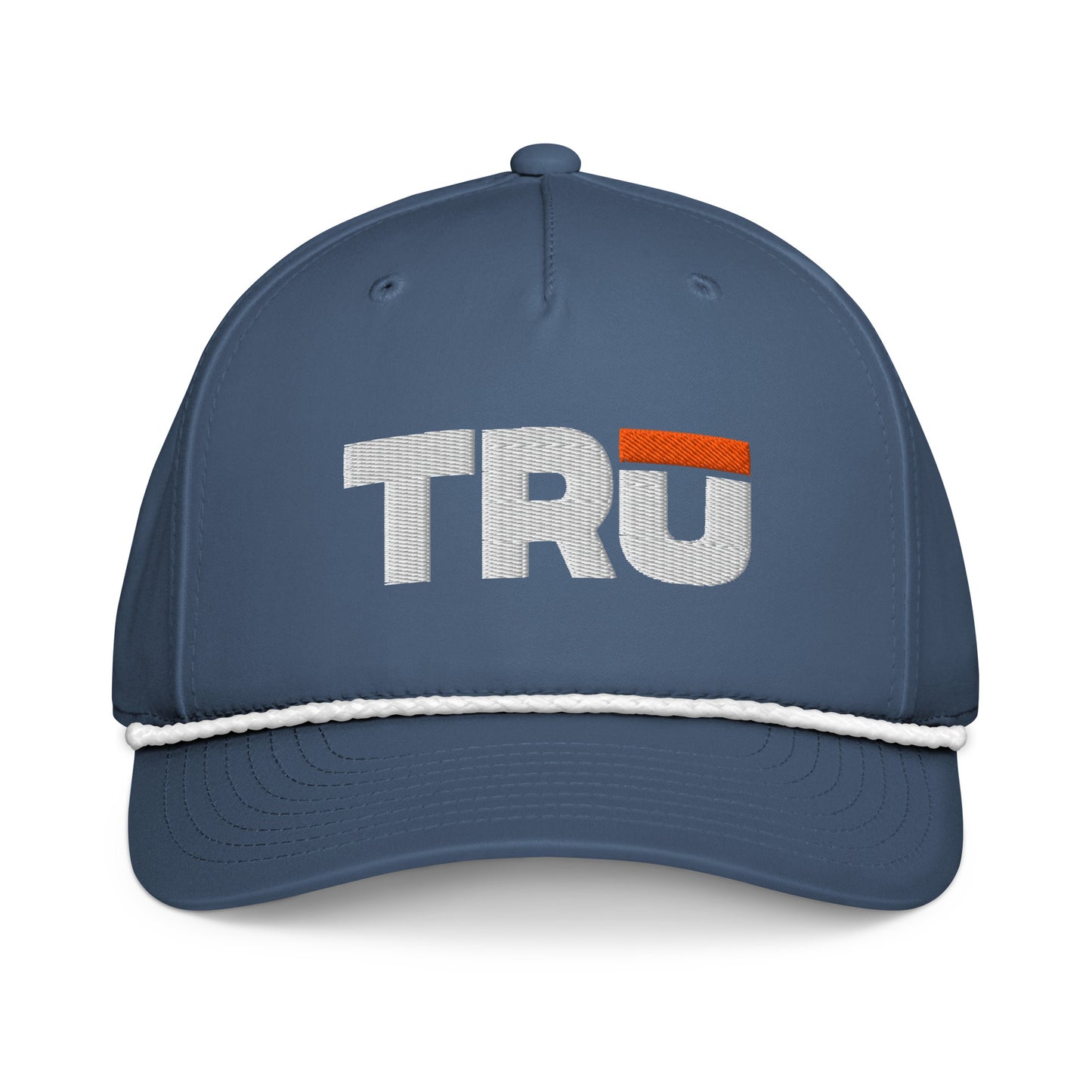 TRŪ Logo Rope Hat in light blue and white — embroidered five-panel Christian men's snapback cap | TRŪ Wear