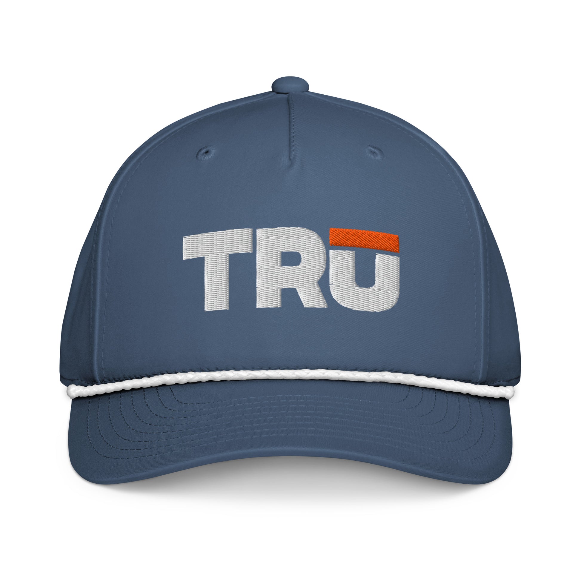 TRŪ Logo Rope Hat in light blue and white — embroidered five-panel Christian men's snapback cap | TRŪ Wear