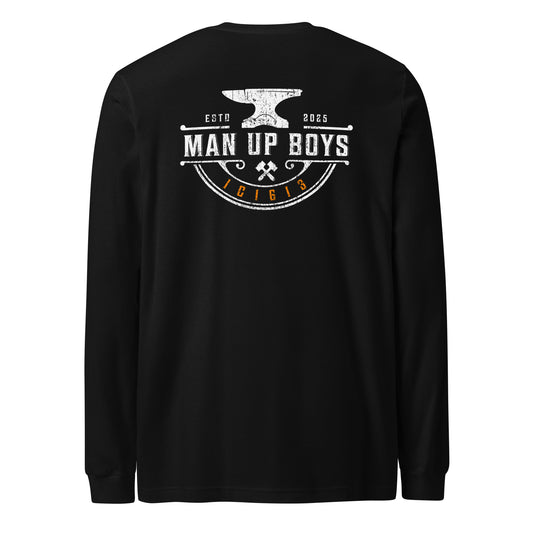 Man Up Boys Long Sleeve Tee – Black Back View – 1C1613 Verse Code – TRŪ Wear